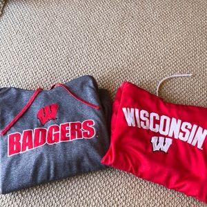 Wisconsin Badgers hoodies. Both Sz: Large